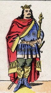 Carolingian Dynasty: Portrait of Charles III Le Gros (839-888) King of the Franks from 881 to 887. Epinal imaging from the end of the 19th century. Private collection. av French School