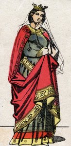 Karolingisk dynasti: Portrett av Adelaide av Friuli (eller Aelis, ca. 850-901) dronning av frankene, kone til Ludvig II Begue (846-879). Epinal avbildning fra slutten av 1800-tallet. Privat samling. av French School