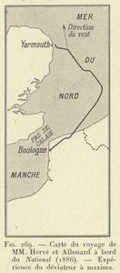 Kart over reisen til MM Herve og Allouard ombord på National (1886), Opplevelse av avvikeren a maxima (gravering) av French School