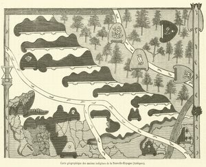 Geografisk kart over de gamle innfødte i New Spain, Aztecs (gravering) av French School