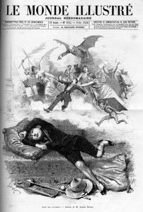 Tegneserie av en ung skolegutt som irettesetter fra slutten av ferien som nærmer seg klasseleie i 1888. av French School