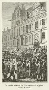 Cartouche på Hôtel de Ville før han ble henrettet; ifølge Bonnart av French School
