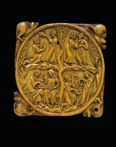 Utskåret speilkassedeksel, Paris, ca. 1310-20 av French School