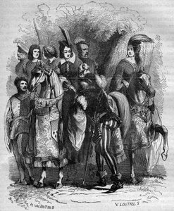 Case of the Tower of Nesle: Princess Marguerite of Burgundy (1290-1315) and her two sisters (Jeanne and Blanche) accused of adultery - Engraving in “Histoire de la prostitution et de la debauche dans tous les peuples du globe depuis antiquité à la present” av French School