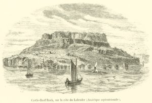 Castle-Reef Rock, på kysten av Labrador, Nord-Amerika (gravering) av French School