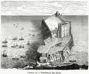 Slottet til en nordmannshavkonge, ca. 1880 av French School