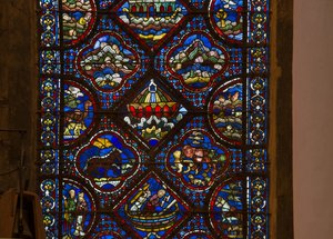 Cathedral of Chartres, farget glass: livet til noe, detalj buen til noe på bølgene av French School