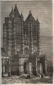 Cathedrale Notre-Dame de Noyon i Oise, Picardie - gravering i "Histoire de France"" av Victor Duruy (1811-1894) - 1882 av French School