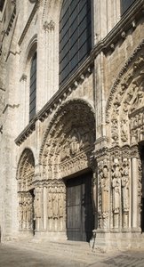 Cathedrale de chartres, portal kongelig fasade vest av French School