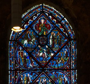 Cathedrale de chartres, farget glass: Josefs liv, høy detalj av French School