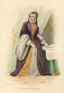 Catherine de Medici (farget gravering) av French School