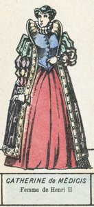 Catherine de Medici, Femme de Henri II (farget gravering) av French School