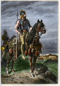 Cavalier Gaulois - Gauls on horseback in the ancient Roman Empire - engraving from “” L