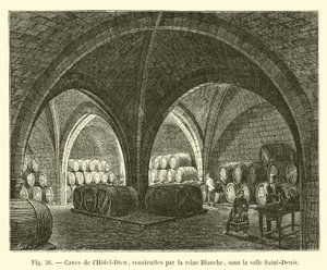 Kjellere på Hôtel-Dieu, bygget av dronning Blanche, under Saint-Denis-rommet av French School