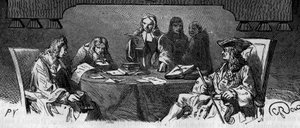Sensur: Under det gamle regimet kalles tjenesten "Black Cabinet" for å undersøke privat korrespondanse av sikkerhetsgrunner. Gravering fra 1800-tallet. av French School