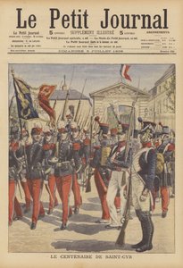 Hundreårsjubileet for etableringen av det franske militærakademiet i Saint-Cyr, Paris (farge litho) av French School