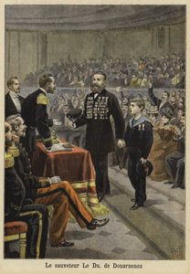 Seremoni til ære for herr Le Du, en redningsmann fra Douarnenez, Bretagne, 1897 av French School
