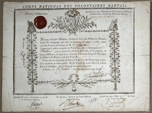 Adgangsbevis til National Guard of Volunteers of Nantes, 1789 av French School