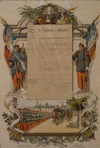 Attest for god oppførsel, 37. infanteriregiment, 1896 av French School