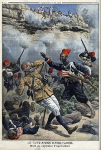 Chad, bakholdsangrep ved Abir Taouil (Abir-Taouil), død av kaptein Fiegenschuh, illustrasjon fra 