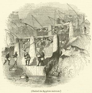 Shadouf av moderne egyptere (gravering) av French School