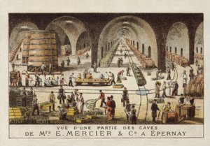 Champagnekjellere til E Mercier & Co, Epernay, Frankrike av French School