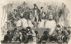 Champs-Elysees (Champs Elysees) - Sangere foran kafeen Morel - Gravering i "Tableau-de-Paris" av Edmond Texier 1852 av French School