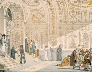Chapel of the Dead, gravert av Villain, pub. 1820 (fargegravering) av French School