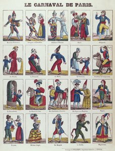 Karakterer fra karnevalet i Paris, ca. 1840 av French School