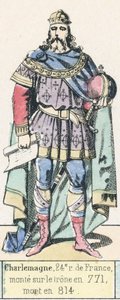Charlemagne, 24. konge av Frankrike, besteg tronen i 771, døde i 814 (farget gravering) av French School