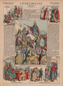 Charlemagne, 768-814 (farge litho) av French School