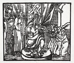 Charlemagne døper ridderne Reynauld, Guichard, Alard og Richardet, sønner av hertugen av Aymon av French School