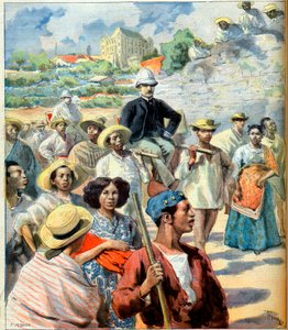 Charles Le Myre de Vilers (1833-1918) på Madagaskar (forsøk på forsoning mellom Tananarive-regjeringen og Frankrike) illustrasjon fra 'Le Petit Journal', 22. oktober 1894 (gravering) av French School