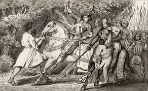 Charles VI (1368-1412) den gale får beskjed om et bakholdsangrep i skogen nær Angers, fra 