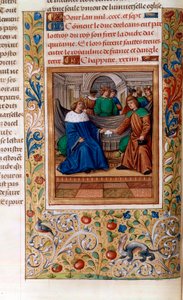 Charles VI og Henry V signerte "Troyes-traktaten" i 1420, illustrasjon fra "Chroniques de Monstrelet" av French School