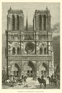 Charles VI skal til Notre-Dame (gravering) av French School