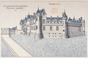 Chateau de Chantilly (penn og blekk og wc på papir) av French School