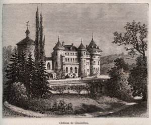 Chateau de Chastellux - Chastellux sur cure, Burgund - gravering i "La France illustree: geografi, historie, statistisk administrasjon" av V.-A. Malt-brun. 1884 av French School