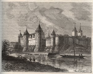 Chateau de Josselin - Morbihan en Bretagne - engraving in “La France illustree: geography, history, statistical administration” by V.A. Malt-Brown. 1884 av French School