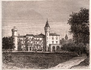 Chateau de Lamartine - 71520 Saint Point - engraving in “La France illustree: geography, history, statistical administration” by V.A. Malt-Brown. 1884 av French School