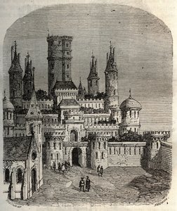 Chateau de Montlhery - slottfort i Montlhery kommune, i det gamle landet Hurepoix - gravering i "Histoire de France" av Victor Duruy (1811-1894) - 1882 av French School