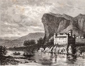 Chateau de la Caze en Lozere - engraving in “La France illustree: geography, history, statistical administration” by V.A. Malt-Brown. 1884 av French School