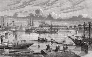 Cherbourg på 1700-tallet, gravert av Le Breton etter Pibaraud, fra 