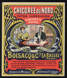 Chicoree du Nord, Boisacq og Cie la Bassee, annonse (farge litho) av French School