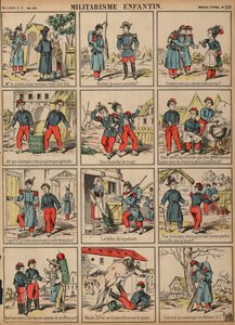 Barnslig militarisme (farget gravering) av French School