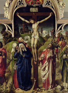 Kristus på korset, de hellige kvinner og St. Johannes evangelisten, fra altertavlen til Parlement de Paris