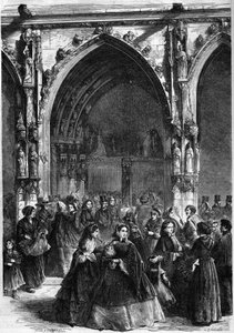Christian Rie - Palmesøndag: utdeling av grenene ved døren til kirken Saint Germain l'Auxerrois. Paris av French School