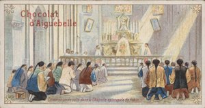 Kristne som tilber i det episkopale kapellet i Beijing (chromolitho) av French School