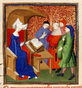 Christine instruerende, MS Harley 4431, f.259v, Frankrike, c.1410-14 (farge på pergament) av French School