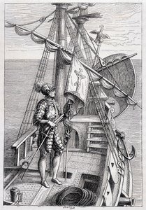 Christopher Columbus på traileren hans, syk. "" Discovery de la Terre"" av Jules Verne, red. Hetzel, n.d. 19. av French School